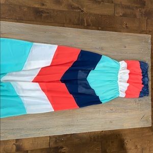 2 Long strapless causal striped dresses